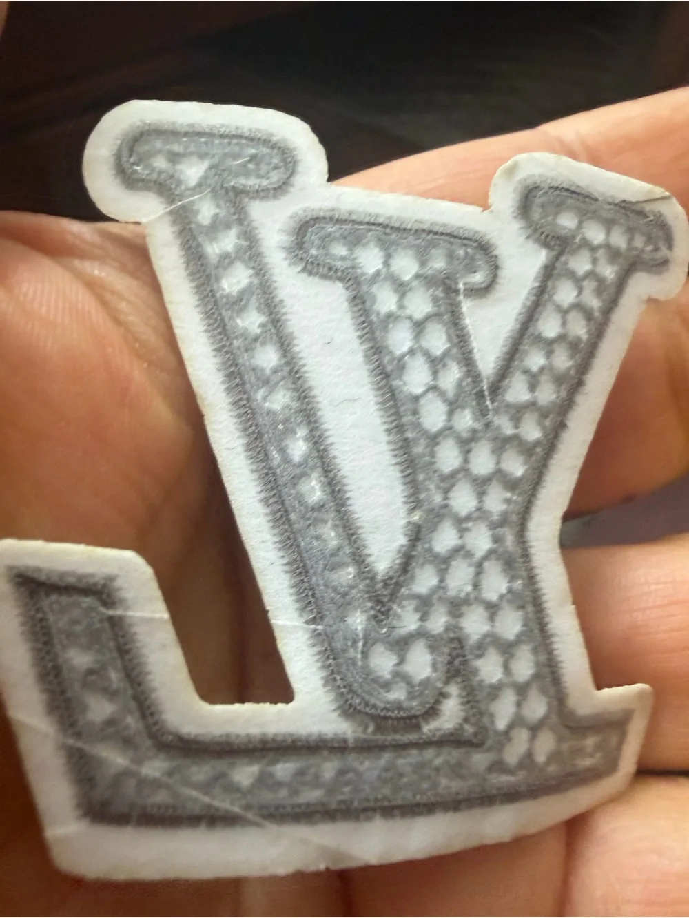 Made of fabric Fashion Gray and White Embroidered Monogram Wall Patch